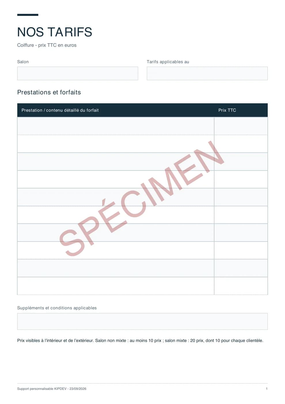 Aperçu réel du PDF : Tarifs coiffure (vitrine)