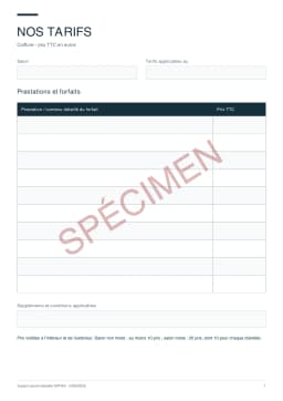 Spécimen du PDF : Tarifs coiffure (vitrine)