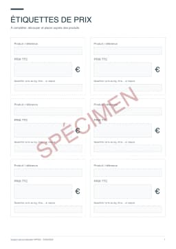 Spécimen du PDF : Prix marqué & unité de mesure