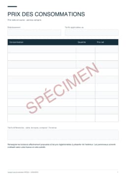 Spécimen du PDF : Licence, prix & éthylotests
