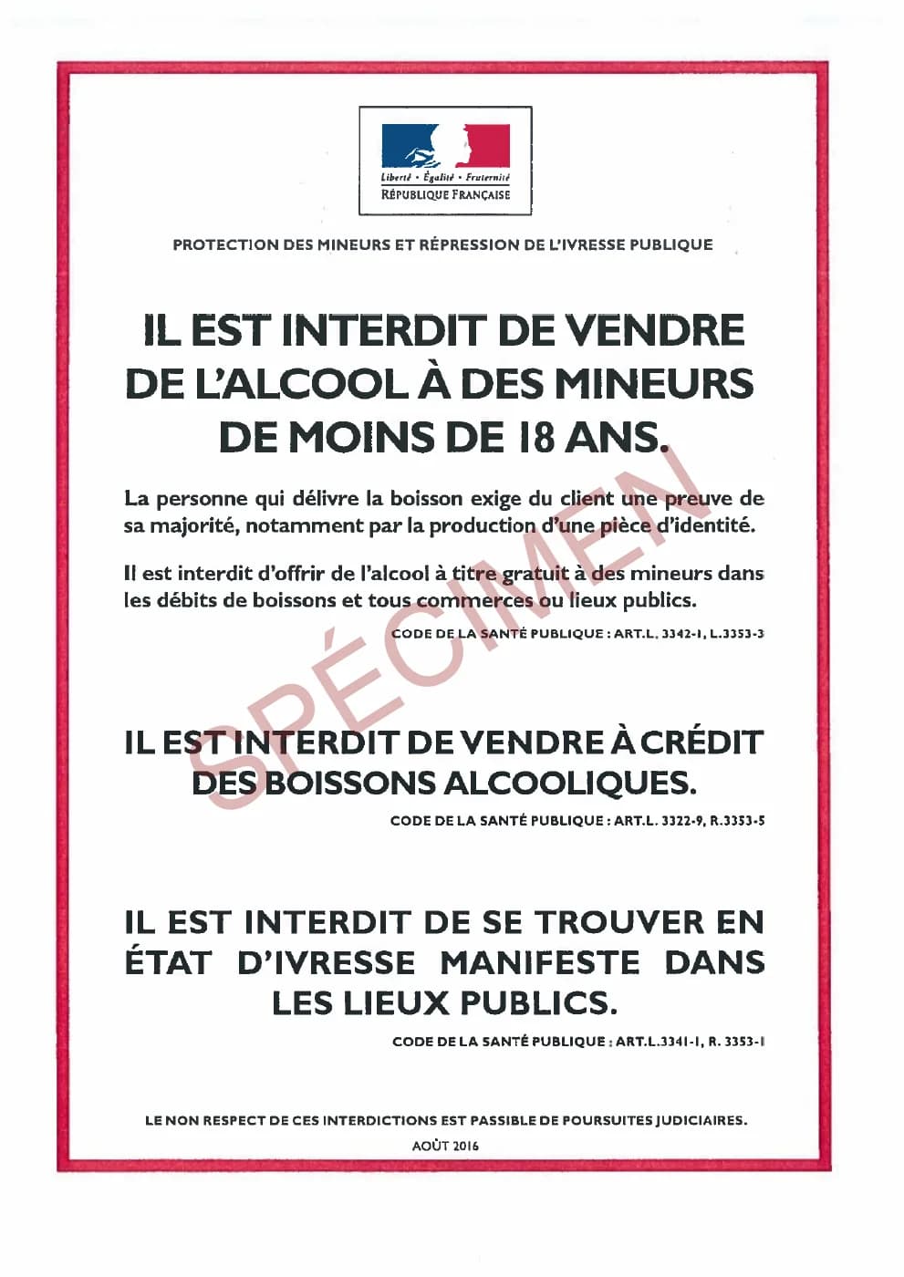 Première page du PDF livré : Vente d’alcool à emporter : protection des mineurs, aperçu filigrané
