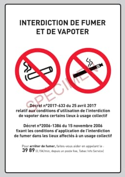 Spécimen du PDF : Interdiction de vapoter