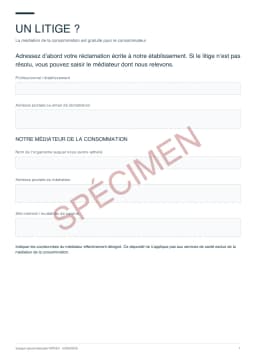 Spécimen du PDF : Médiation de la consommation